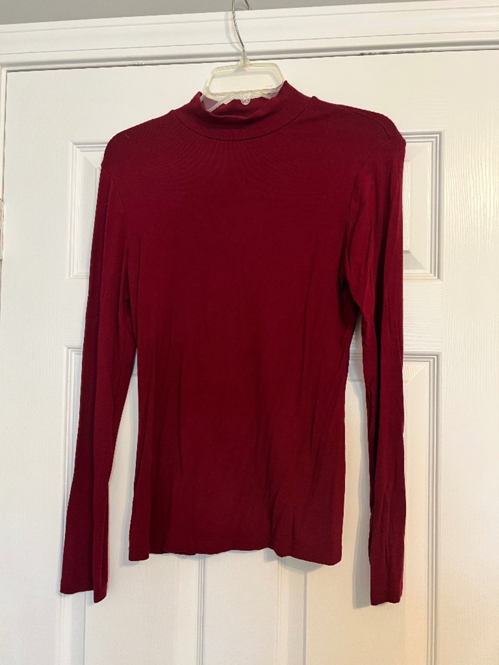 Mangopop Women's Burgundy Long-Sleeve Turtleneck Top Size Large